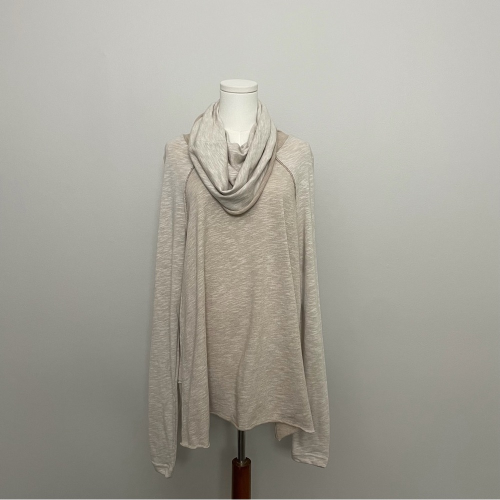 Free People Beach Top Tunic Two Body Corps Deux Cowl Relaxed Fit Lounge Oatmeal